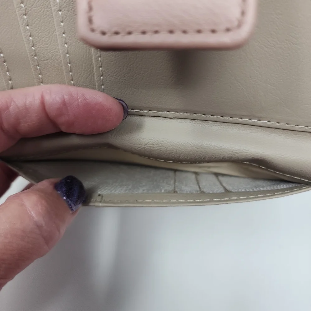 Halston Rose Gold Logo Zip Around and Button Wallet